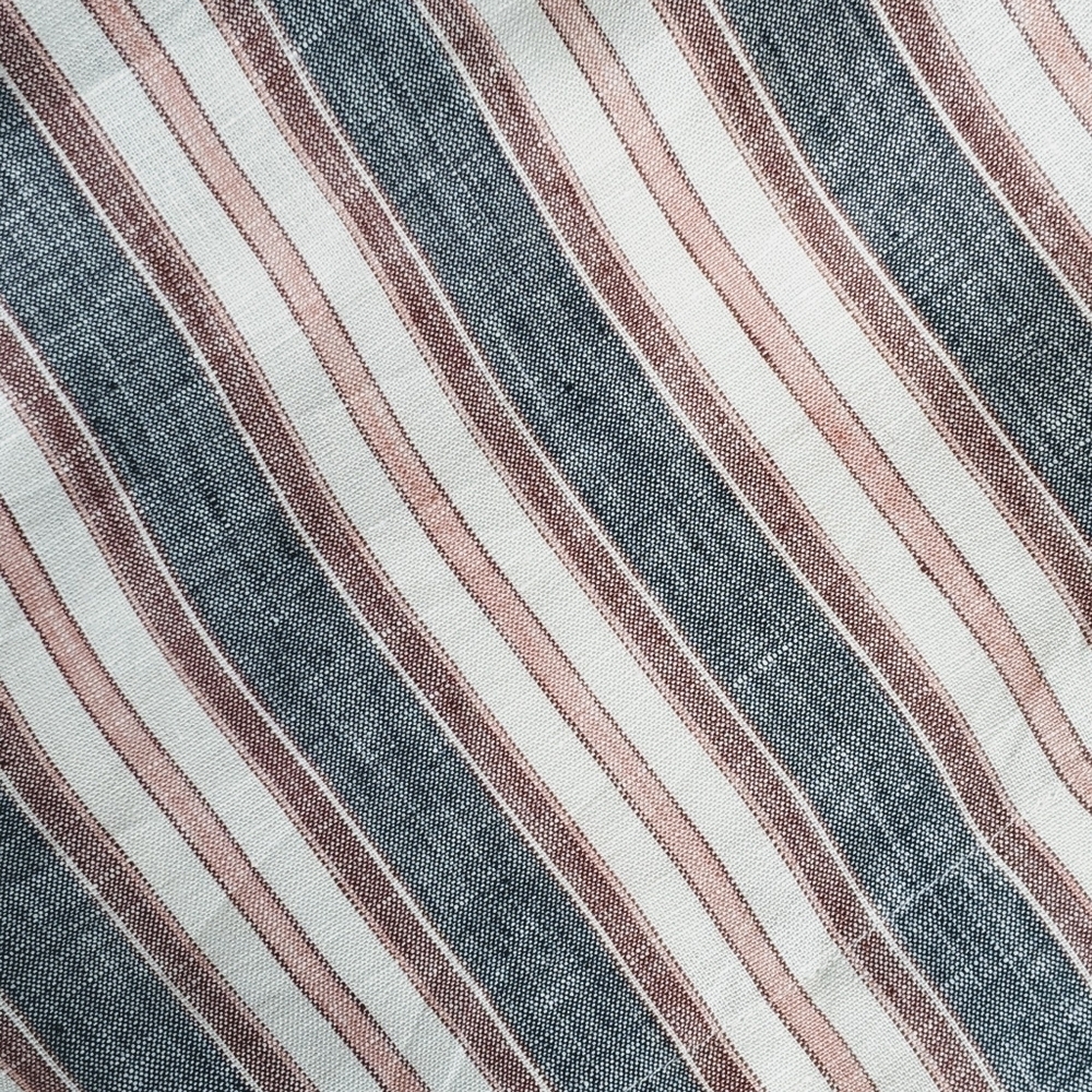 Frame Shorts Linen High Waist Zip Fly Striped Lined Natural Blue Red 8 NWT - Picture 11 of 14